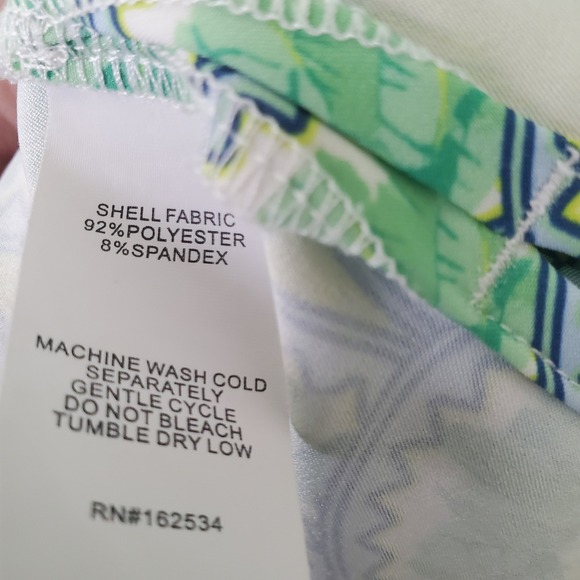 Emily McCarthy Green Deco Palm UPF 50 Long Sleeve Shift Shirt Dress Swim Coverup - Picture 7 of 14